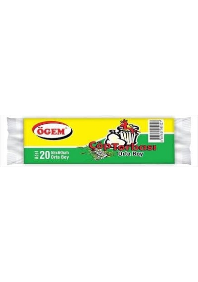 Ögem Orta Boy Çöp Poşeti 55x60 Cm 30 Lt 20'li Rulo 50 Paket Siyah