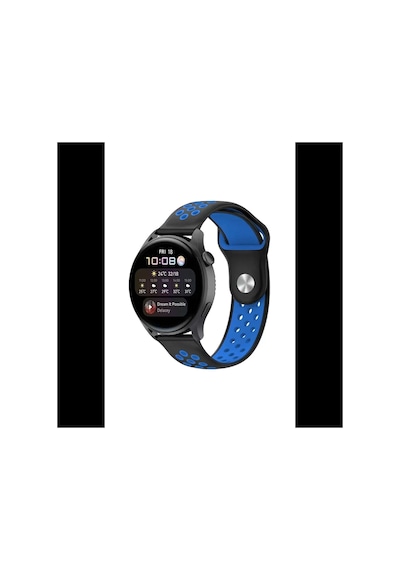 Watch 20mm Spor Delikli Kordon - Siyah-mavi Bz8683140521769