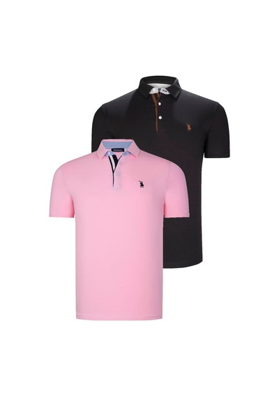 İkili Set T8582 Dewberry Erkek T-shırt-siyah-pembe