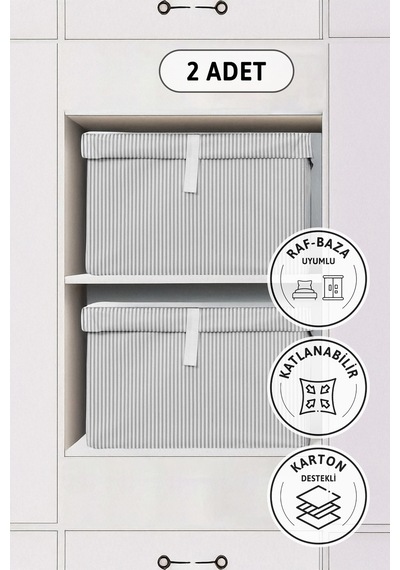 Kapaklı Mega 2'li Hurç 60x40x30 - Gri Gri