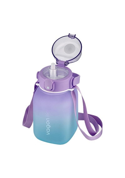 Lexroo Vagonlife 1100ml Çocuk Askılı Pipetli/pipetsiz Kullanım Çift Renk Softtouch Motivasyon Çok Renkli