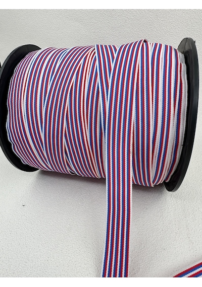 2 Cm Polyester Çizgili Şerit-5 Metre Beyaz/kırmızı/mavi
