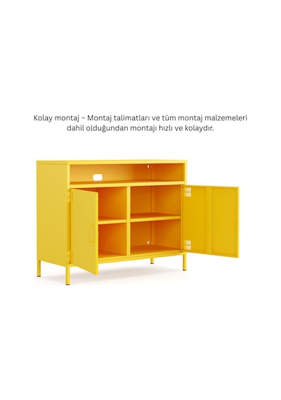 Pera Tv Ünitesi, Tv Dolabı,2 Kapaklı, Açık Raflı 100,50 X 40 X 79,50 Cm Ral 1018 Sarı Pera Tv Ünitesi, Tv Dolabı,2 Kapaklı, Açık Raflı 100,50 X 40 X 79,50 Cm Ral 1018 Sarı