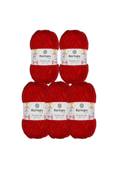 Yumurcak Kadife K0126 Kırmızı 100 Gr 120 Mt 5 Adet