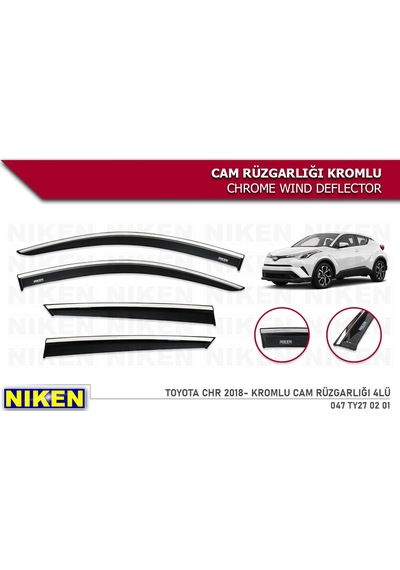 Toyota Uyumlu Chr 2018 Sonrası Kromlu Cam Rüzgarlığı Niken 4Lü Set