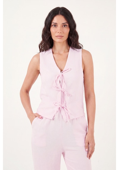 Lela Pamuklu Regular Fit Bağlama Detaylı Alt-üst Müslin Takım Bayan Takım 5866660 Pembe