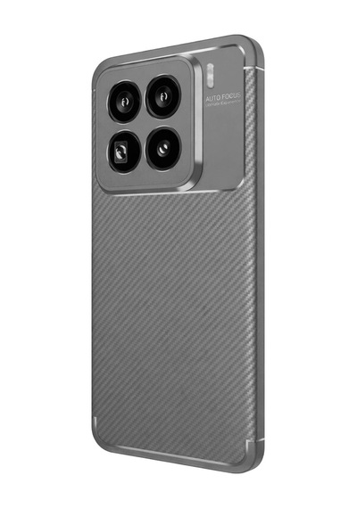 Xiaomi Mi 15 Pro Kılıf Auto Focus Karbon Kapak - Gri Düz Renkli