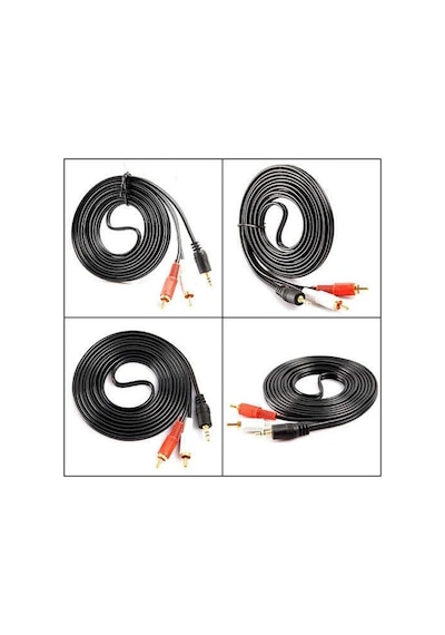 3.5mm Stereo To 2 Rca AUX Tos Ses Kulaklık Kablosu 150cm.