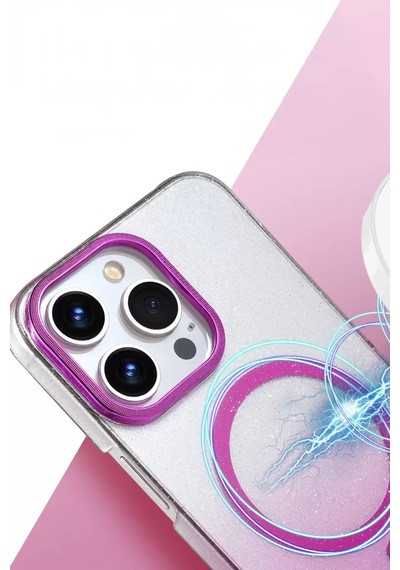 Newface Apple Apple iPhone Uyumlu  14 Pro Max Glossy Magsafe Kapak - Pembe