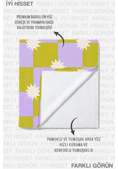 Damalı Güneş Motifli Mikrofiber Plaj Havlusu-modern Pastel Lila Sarı Hızlı Kuruyan Havuz Deniz Havlu Sakin Yakamoz Damalı Güneş Motifli Mikrofiber Plaj Havlusu-modern Pastel Lila Sarı Hızlı Kuruyan Havuz Deniz Havlu Sakin Yakamoz
