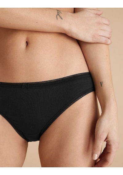 Marks & Spencer 5'li Cotton Lycra Bikini Külot Seti Siyah