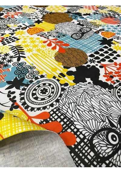 Enesar Home Baykuş Desenli Kumaş Kırlentlik Döşemelik Kumaş Dijital Baskı 100 x 140 cm