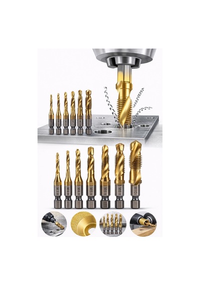 Senbang 1/4 Bits Kendinden Matkap Uçlu Kılavuz Seti M3 M4 M5 M6 M8 M10 Diş Açma Matkap Uçları