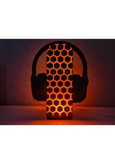 Işıklı Bal Peteği Tasarım Kulaklık Standı Oyuncu Headset Stand Masaüstü Dekoratif Stand