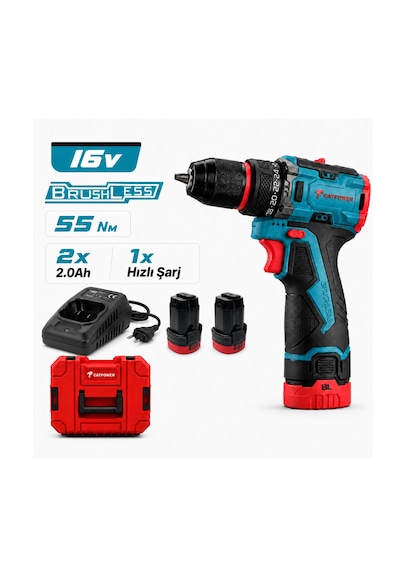1046 Cat Power Kömürsüz Akülü Vidalama Li-ion 16v 2.0 Ah