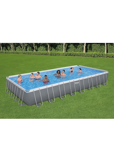 Bestway 56623 Power Steel Prefabrik Dikdörtgen Yer Üstü Havuz Seti 9,56 M X 4,88 M X 1,32 M