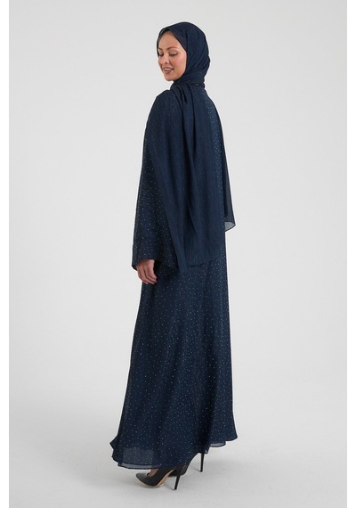 Şakika Shine Taşlı Abaya Ferace & Şal - Standart Beden & Farklı Boy Koyu Lacivert Şakika Shine Taşlı Abaya Ferace & Şal - Standart Beden & Farklı Boy Koyu Lacivert