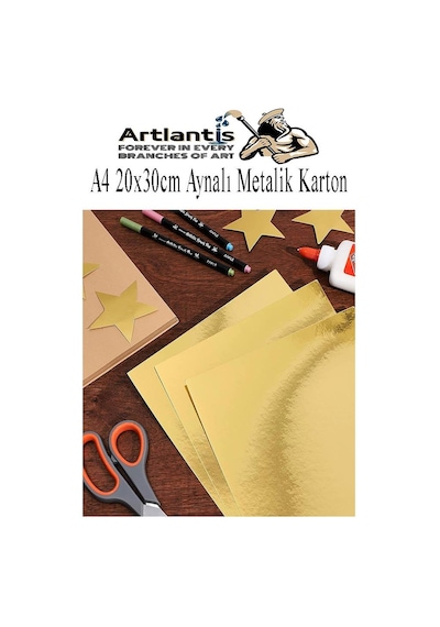 Metalik Aynalı Fon Kartonu A4 10 Renk 20x30 Cm 1 Paket Okul Sınıf Dekoratif Pırıltılı Folyo Kağıt Çok Renkli
