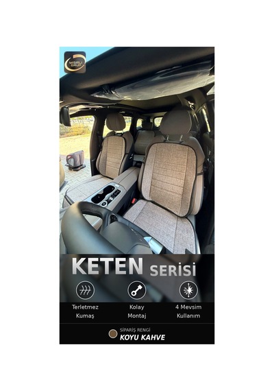 Volkswagen Passat Sw 2024-2026 Ön Ve Arka Koltuk Terletmez Dolgulu Keten Koltuk Minder / Kılıf Kahve