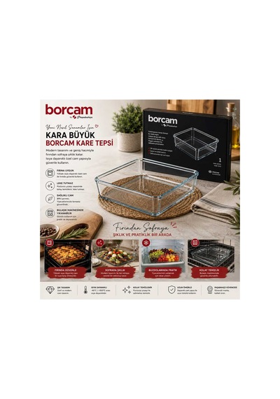 Borcam Kare Tepsi Premium 59314 Beyaz