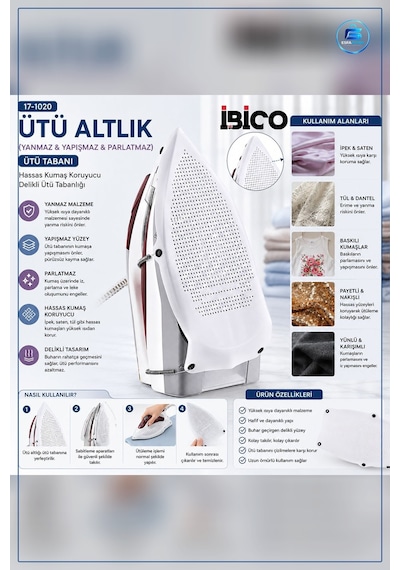 Non Stick Ütü Altlığı Isıya Dayanıklı Taban Koruyucu Ptfe Teflon