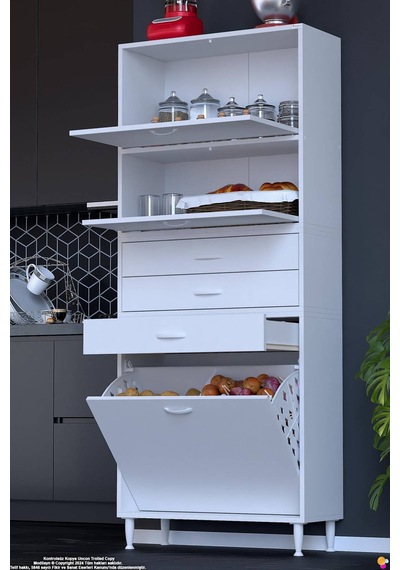 Yaren 75 Cm Erzak Dolabı 2 Kapaklı 3 Çekmeceli Sepetli Çok Amaçlı Mutfak Kiler Dolabı 75x194x32 Cm Beyaz Yaren 75 Cm Erzak Dolabı 2 Kapaklı 3 Çekmeceli Sepetli Çok Amaçlı Mutfak Kiler Dolabı 75x194x32 Cm Beyaz