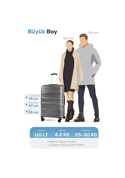 Polo&sky Azra Model Neon Yeşili Pp Polipropilen Kırılmaz Büyük Boy Valiz Bavul Yeşil