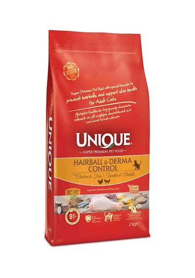 Unique Hairball Derma Tavuklu Balıklı Yetişkin Kedi Maması 2 Kg