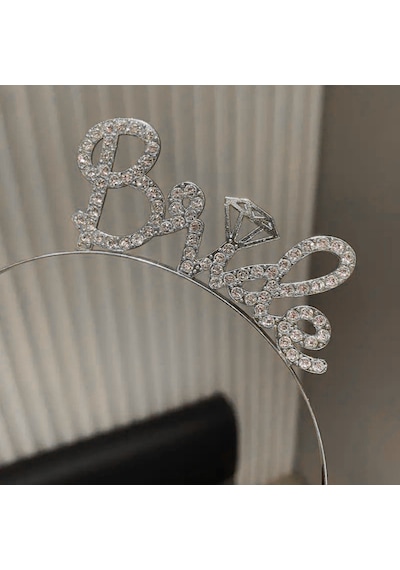 Gümüş Renkli Taşlı Bride Gelin Tacı