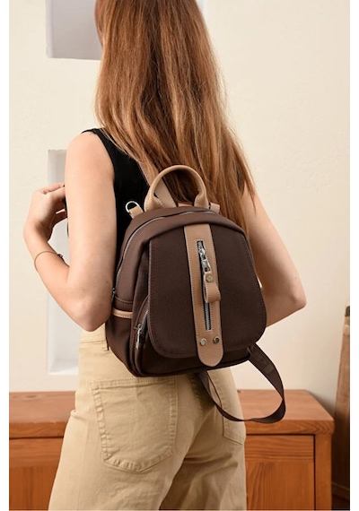 Just Polo Kadın Orta Boy Ayarlanabilir Askılı Şık Lakost Sırt Çantası Shopper Kahverengi Vizon