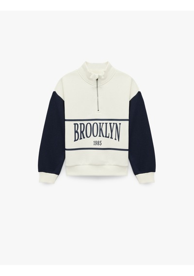 Koton Yarım Fermuarlı Baskılı Uzun Kollu Dik Yaka Sweatshirt Ekru 6wkg10087ak Ekru Koton Yarım Fermuarlı Baskılı Uzun Kollu Dik Yaka Sweatshirt Ekru 6wkg10087ak Ekru