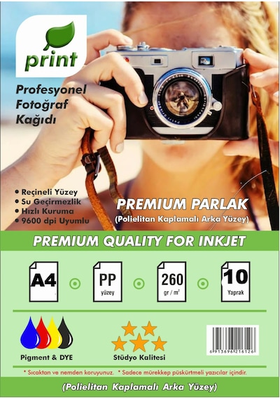 Epson 103 L3210 Yazıcılar Için A4 Premium Parlak Fotoğraf Kağıdı 260 Gr 10 Yaprak