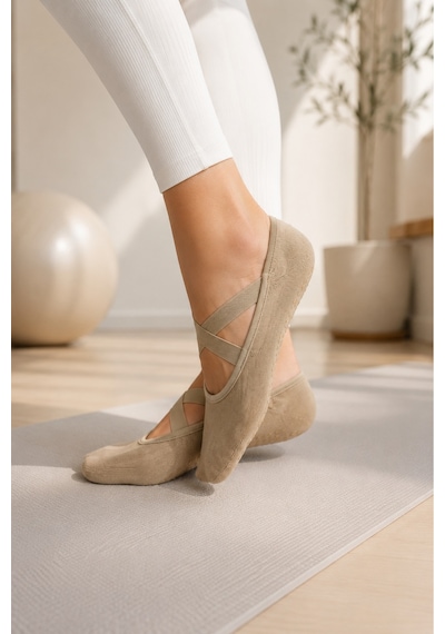 Tibo 2 Çift Burun Dikişsiz Kadın Yoga/pilates Çorabı Bej