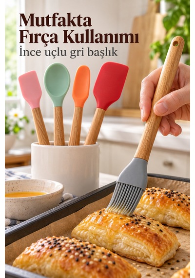 Mutfak Spatula Seti Farklı Biçimlerde Renkli Başlıklar Belirtilmemiş