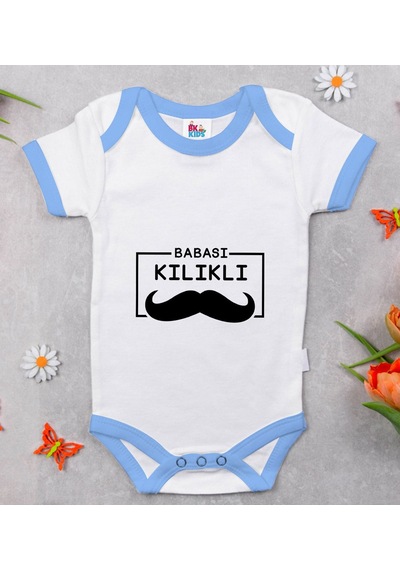 Bk Gift Bk Kids Babası Kılıklı Tasarımlı Mavi Bebek Body Zıbın-1 Çok Renkli
