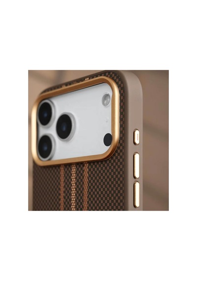 Apple İphone 15 Pro Max Uyumlu Kılıf Goldrix Karbon Fiber M-safe Kılıf Gri