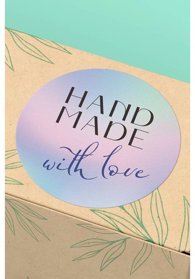 Pastel Handmade With Love Mavi Sticker 3x3cm St2246 Çok Renkli