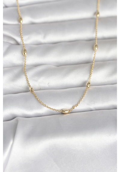Cm 14k Gold Renk Damla Topçuk Model Zincirli 60 Cm Kadın Kolye - Altın