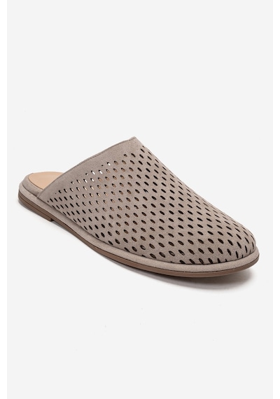 Luvishoes Melara Bej Süet Hakiki Deri Delikli Önü Kapalı Kadın Terlik
