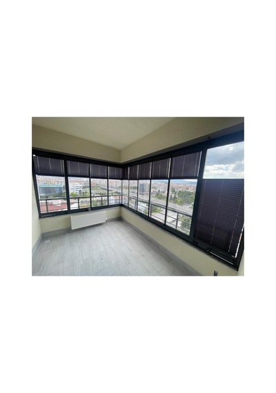 Hanedizaynn Katlanabilir Cam Balkon Plise Perde Beyaz Vidalı Montaj Beyaz Hanevidalı
