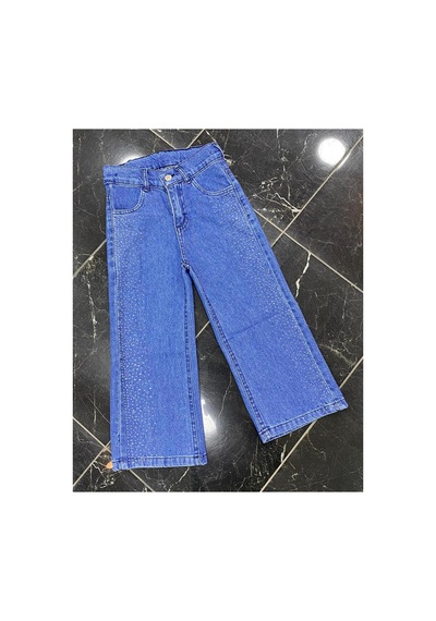 Erdem Kıds Kız Çocuk Jean Pantolon Palazzo Geniş Bol Paça Taş Detaylı Kot Pantolon Mavi Mavi Erdem Kıds Kız Çocuk Jean Pantolon Palazzo Geniş Bol Paça Taş Detaylı Kot Pantolon Mavi Mavi