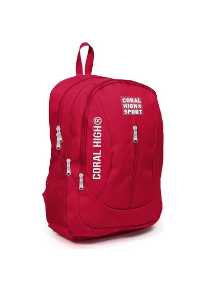 Coral High Sport Kırmızı Usb Şarjlı Kulaklık Çıkışlı Dört Bölmeli Sırt Çantası