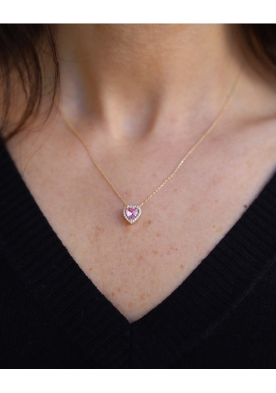 Yenigün Kuyumculuk 14 Ayar Altın Pembe Kalp Kolye 6530