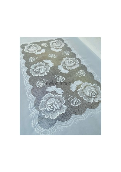 Meiwa Tül Dantel Kenarlı Volanlı Gül Pvc Dikdörtgen Muşamba Masa Örtüsü Silinebilir 122 X 155 Cm Krem