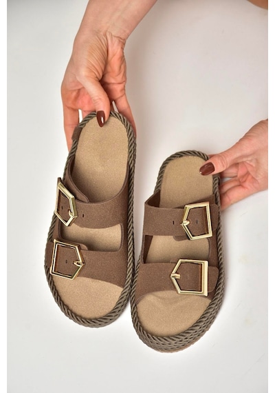 Fox Shoes U596030202 Kahverengi Süet Kadın Terlik Kahverengi-süet Kahverengi