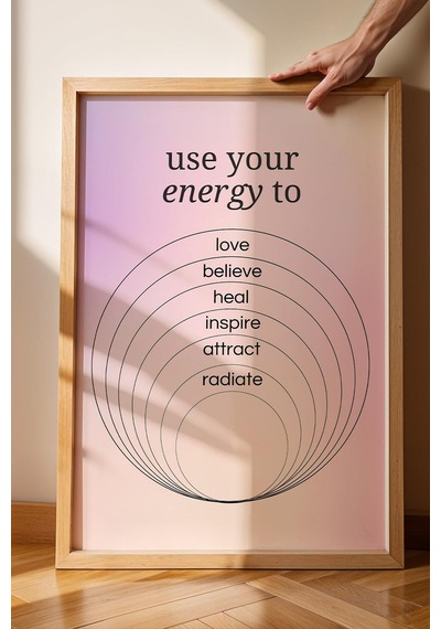 Use Your Energy To Love Çerçeveli Tablo Aura Enerji Renkleri - Enerjinizi Sevgiye Kullanın