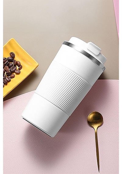 L Kilitli Çelik Mat Beyaz 510 Ml Kahve Termos Mug Cın405by Diğer
