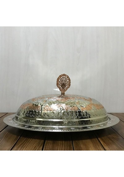 40 Cm Çift Renkli İşlemeli Bakır Kayık Sahan Gümüş