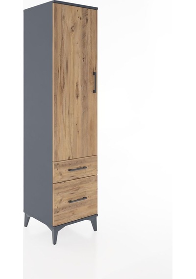 Hyperion Dolap 4 Raflı 2 Çekmeceli Tek Kapaklı 44x44x182 Antrasit-çam Antrasit Hyperion Dolap 4 Raflı 2 Çekmeceli Tek Kapaklı 44x44x182 Antrasit-çam Antrasit