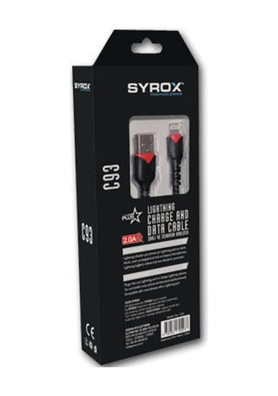 Syrox C93 Örgü Lightning 2 Amper Hızlı Şarj Ve Data Kablo - 1 Mt